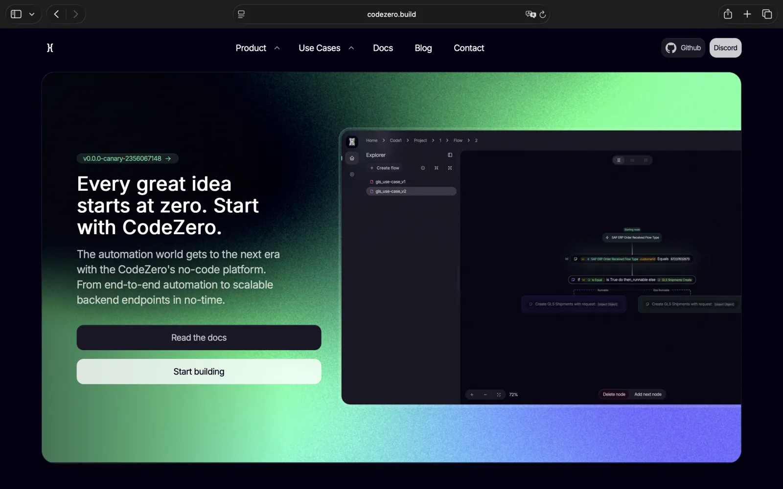CodeZero landing page preview